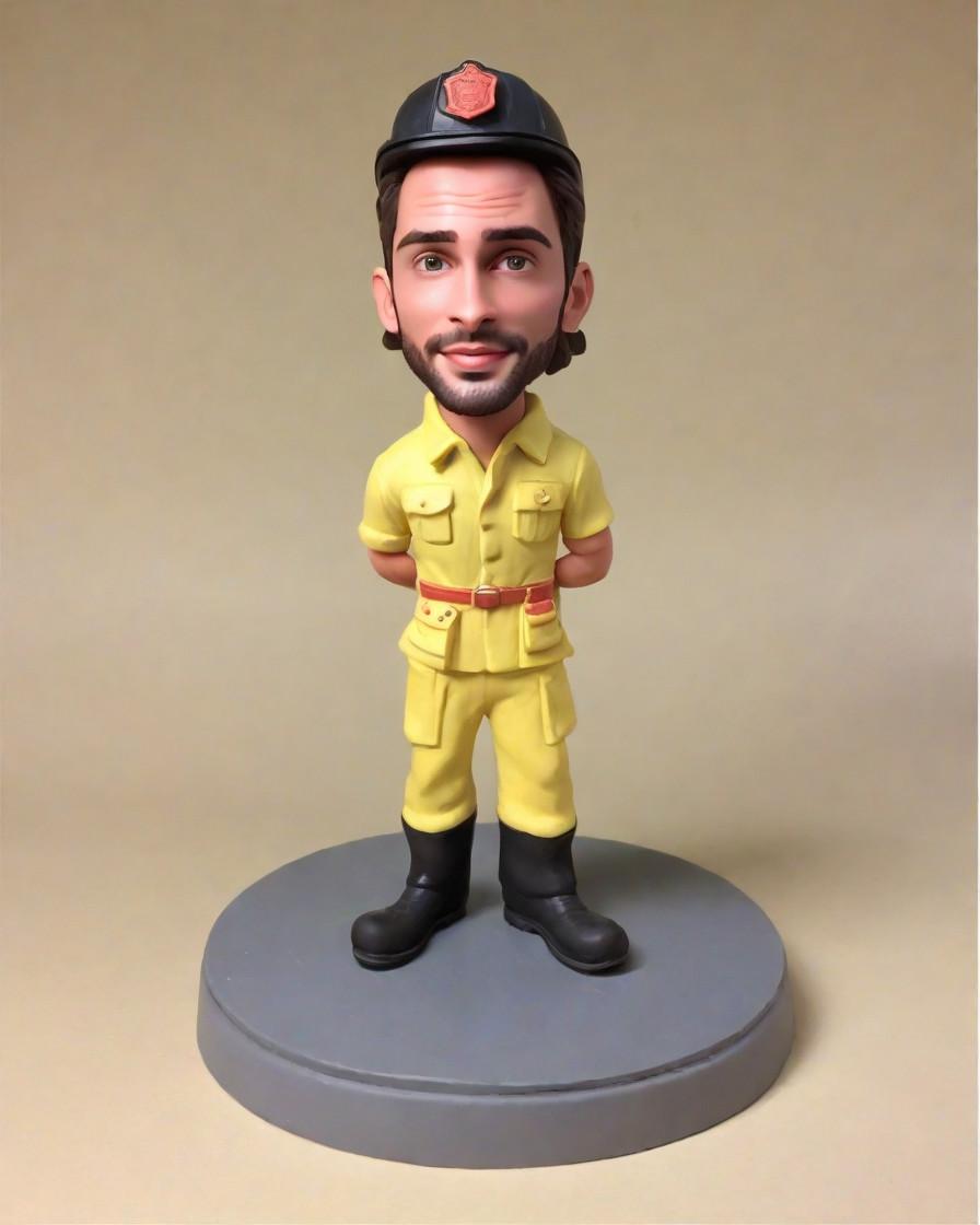 From the Fire Tower to the Desk: A Firefighter's Mini-Me for Every Brave Soul,He's Got the Heat, But This Bobblehead Keeps the Cool: A Firefighter's Personalized Tribute