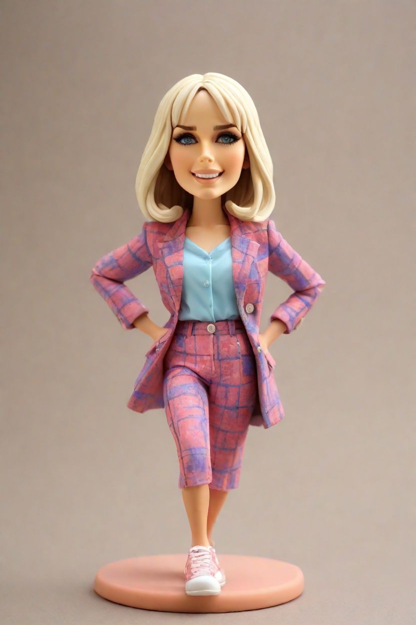 The Confident Stride: A Floral Blazer Bobblehead's Journey to Success