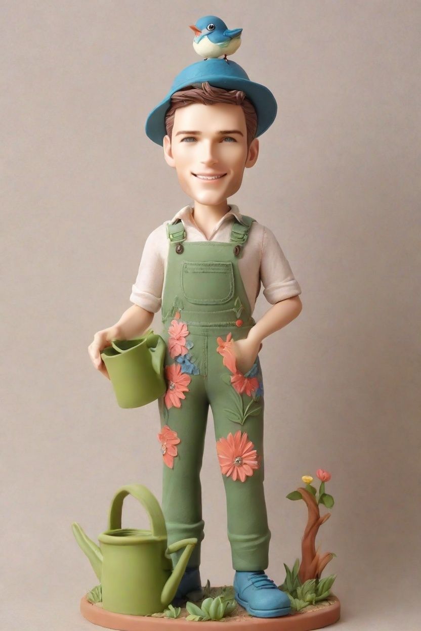The Joyful Gardener: A Bobblehead Figurine That Brings Life to Your Green Space