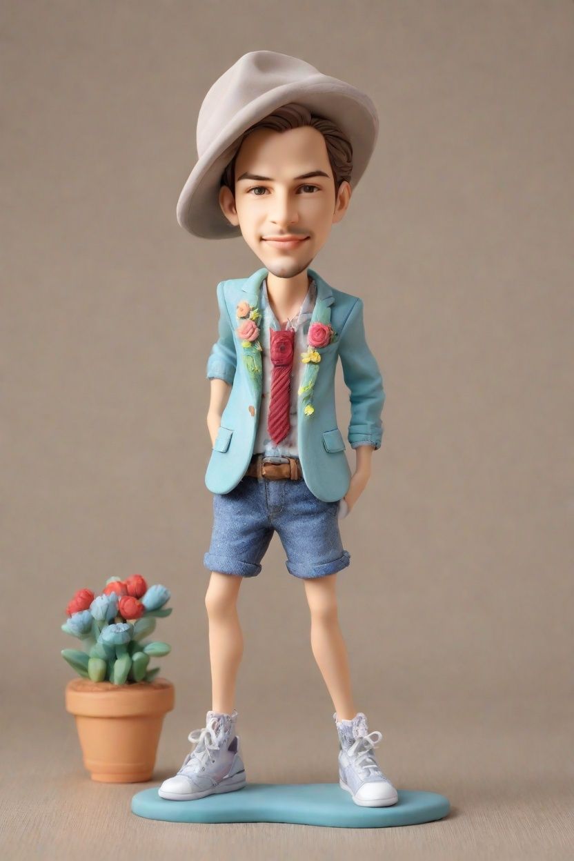 The Playful Wink of Custom Bobblehead Dolls: A Casual Lean into Floral Fashion