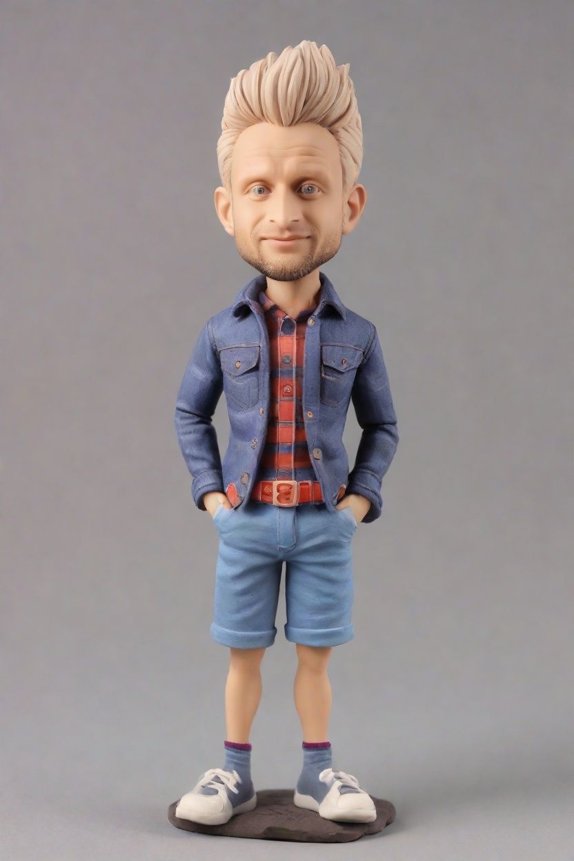 The Playful Wink of Superhero Casual: A Flannel-Clad Bobblehead Story