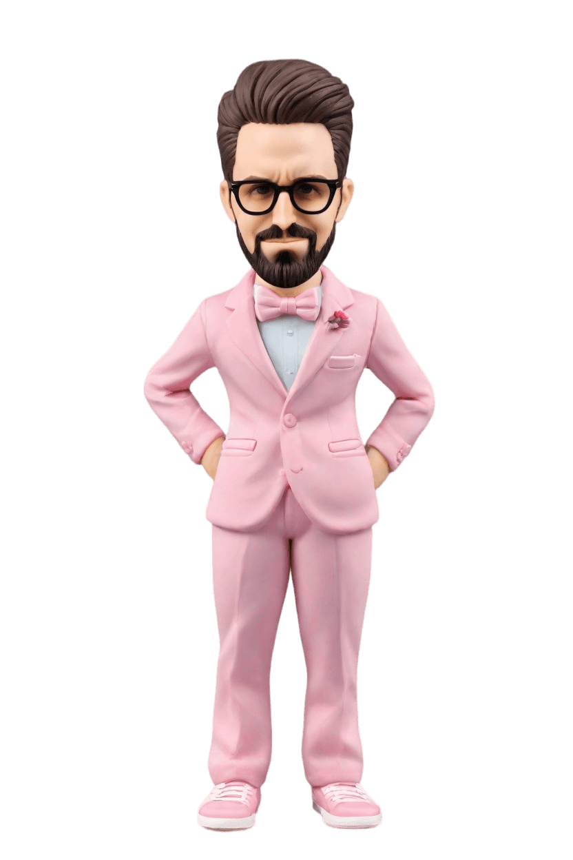 Custom Playful Pink Suit Bobblehead