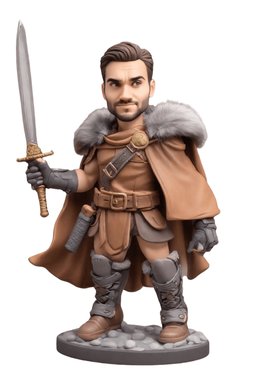 custom Game Night Sword-Wielding Bobblehead