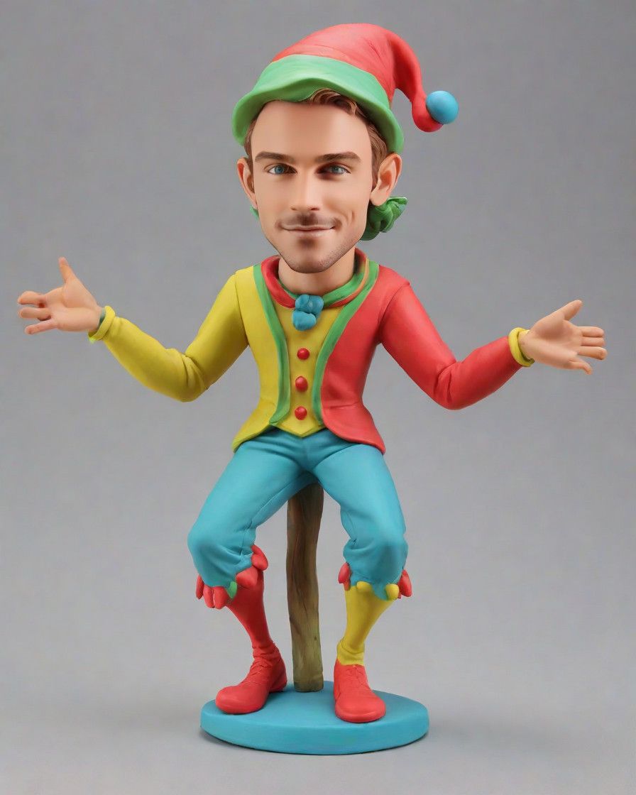 Spotlight on Creativity: Unveiling the Jester's Outfit in Bobblehead Fashion