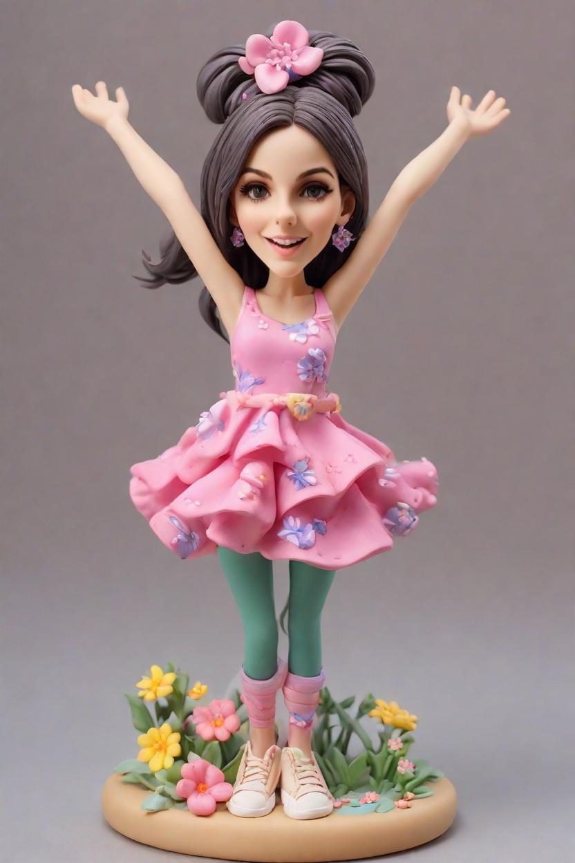 Custom Joyful Celebration Bobblehead,She Created Her Own Joyful Leap Bobblehead!