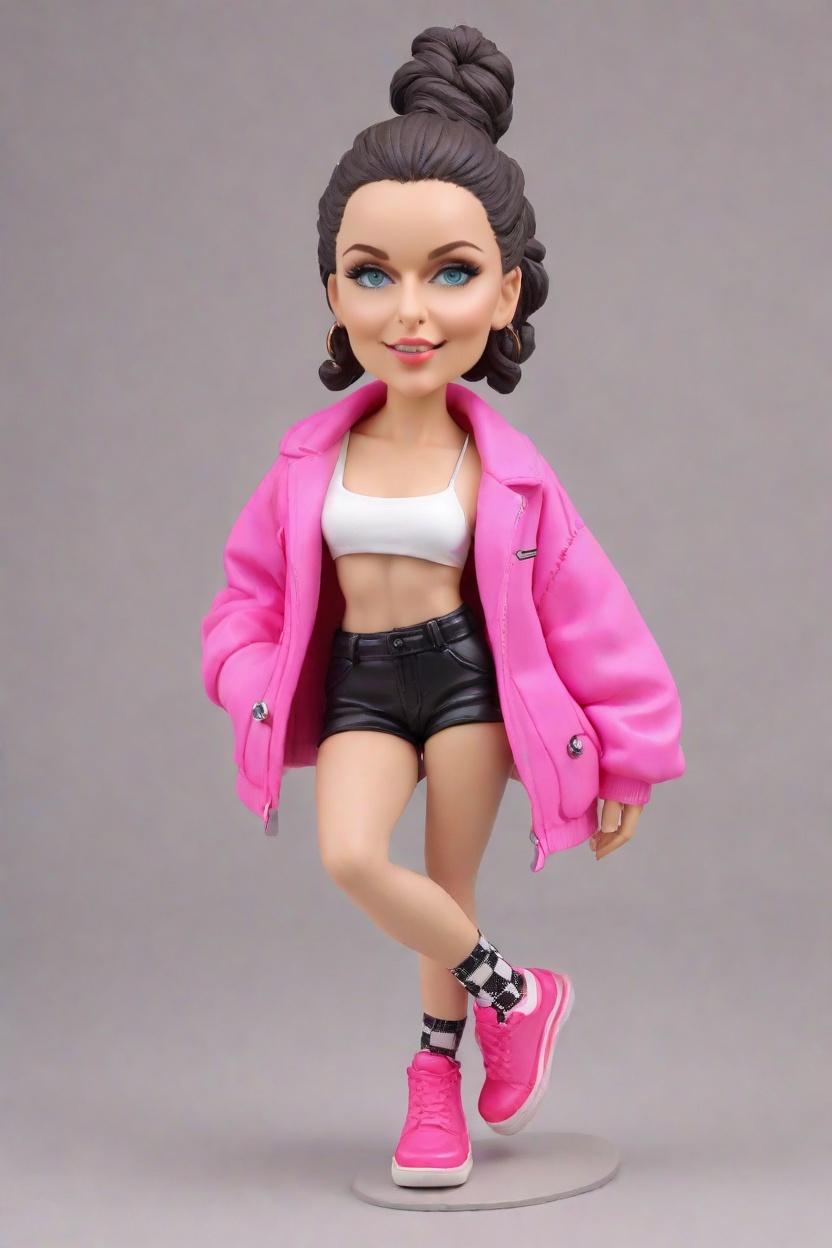 custom Confident Fashionista bobblehead,She Created a Neon Pink Bobblehead Doll!
