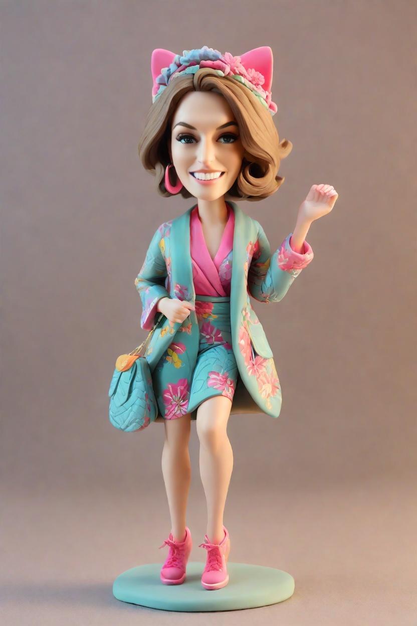 Custom Client Appreciation Cheerful Bobblehead,She Created Her Own Bobblehead Doll in Kimono!