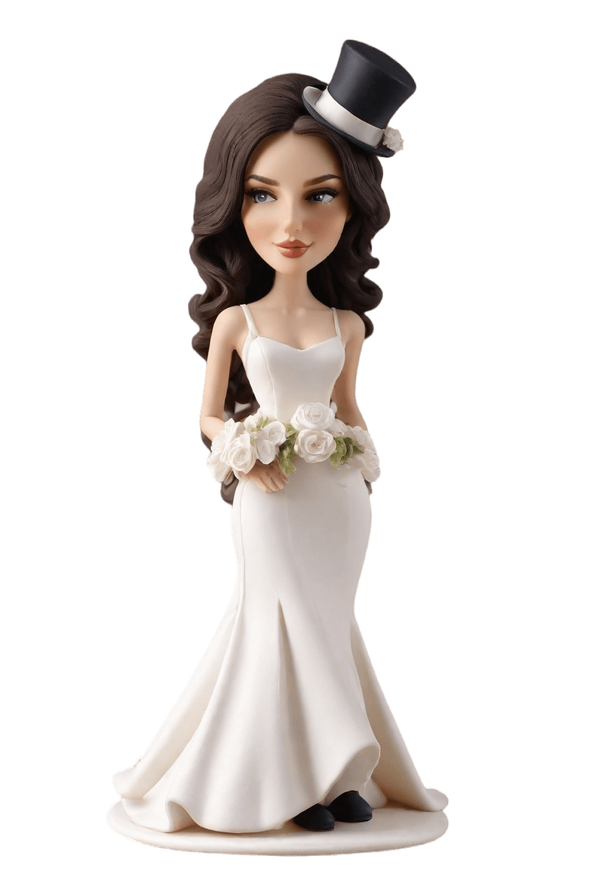 Custom Bridal Playful Bobblehead,She Created Her Dream Playful Bride Bobblehead Doll!