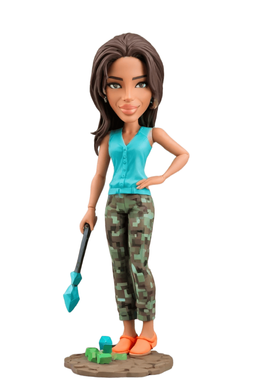Custom Gaming Warrior Bobblehead,She Crafted Her Epic Bobblehead