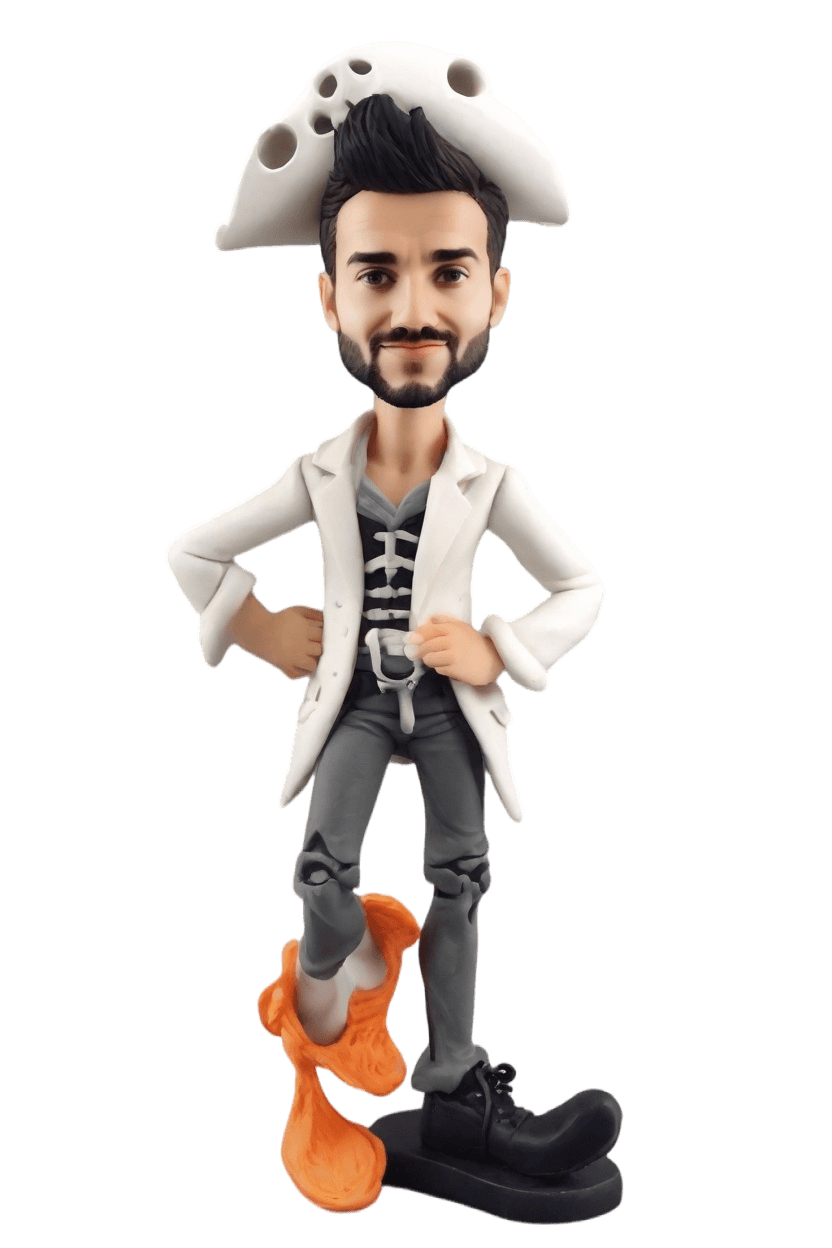 custom Halloween Pirate Bobblehead,He Created His Own Playful Pirate Bobblehead Doll