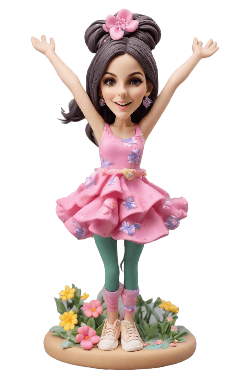 Custom Joyful Celebration Bobblehead,She Created Her Own Joyful Leap Bobblehead!