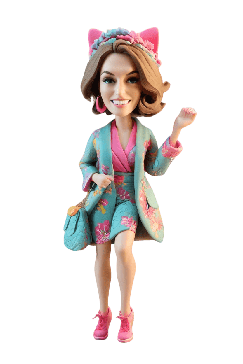 Custom Client Appreciation Cheerful Bobblehead,She Created Her Own Bobblehead Doll in Kimono!
