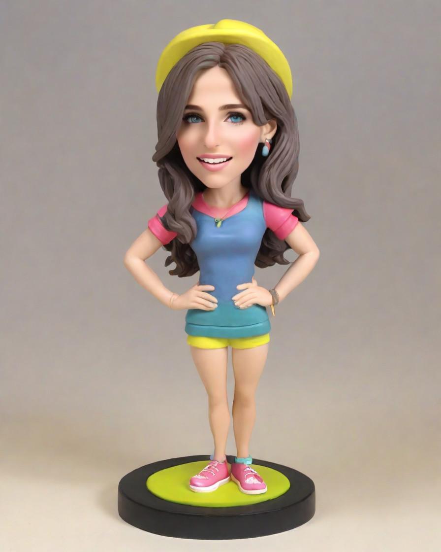 The Ultimate Relaxation: Personalized Bobbleheads for Your Leisure Time,She's Got a Mini-Me to Match Her Blue Skirt: A Vacation Tale